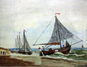 STOBBS William 1900-1900,A coastal landscape with fishing boats,Mallams GB 2016-02-08