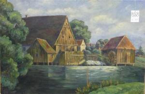 STOBITZER Anna 1876-1948,Bachlandschaft mit Mühle,Georg Rehm DE 2019-04-11