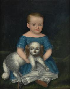 STOCK Joseph Whiting 1815-1855,Boy in a Blue Dress with His Dog,1840,William Doyle US 2018-04-18