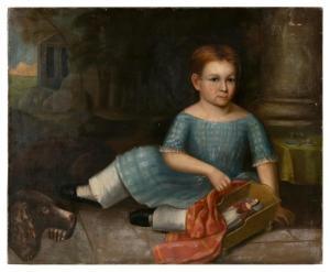 STOCK Joseph Whiting,Portrait of a child seated beside a dog and a doll,Eldred's 2024-04-05