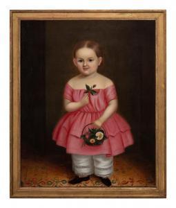 STOCK Joseph Whiting,Portrait of a Girl with a Basket of Flowers,c. 1830,Hindman 2023-11-03