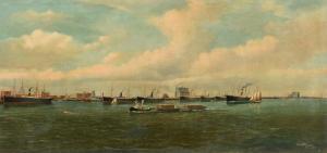 STOCKFLET Julius 1857-1935,View of Galveston from Pelican Island,1907,Simpson Galleries 2020-02-15