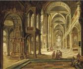 STOCKLIN Christian,The interior of a Gothic church with elegant compa,Christie's 2003-04-10