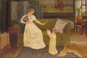 STOCKMAN Oliver,A lady in an interior with her child and puppies,Woolley & Wallis 2017-03-15