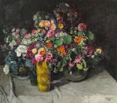 STOITZNER Josef 1884-1951,Blumenstillleben mit Astern, Nelken und Kapuz,1914,im Kinsky Auktionshaus 2013-04-23