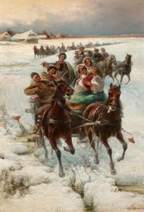 STOJANOW C. 1900-1900,Wintery Wedding Procession,Van Ham DE 2014-11-14