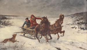 STOJLOW 1900-1900,Pferdeschlitten in Winterlandschaft,Hargesheimer Kunstauktionen DE 2012-03-10