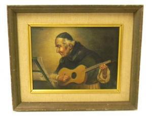 STOKAV T 1800-1800,rosy-cheeked elderly monk playing guitar in front ,Winter Associates 2013-12-09