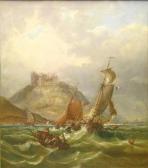 STOKE R,Sailing ships in a squall off Bamborough Castle, N,1861,Andrew Smith and Son GB 2007-02-20