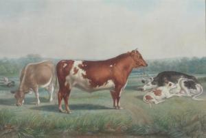 STOKES John L 1820-1870,COWS FEEDING IN CLEARING,1875,Sloans & Kenyon US 2009-06-19