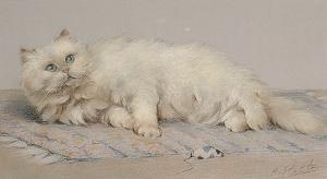 STOLTZ Heinrich 1900-1900,A white cat on a rug with a toy mouse,Bonhams GB 2005-04-05