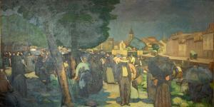 STOLZ Albert 1875-1947,Vue de marché,Saint Germain en Laye encheres-F. Laurent FR 2020-12-19