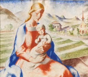 STOLZ Rudolf 1874-1960,Mother with child in landscape,Palais Dorotheum AT 2019-06-04