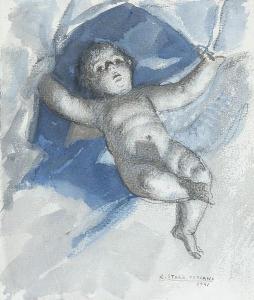STOLZ SEGUI Ramón,Ángelote. Boceto para los murales de la Basílica d,1941,Subastas Segre 2018-02-06