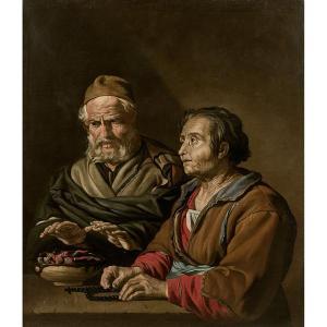 STOMER Matthias 1649-1702,Couple au brasier,Tajan FR 2021-12-16