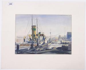 STONE Cyril 1912-2008,Cape Town harbour scene,1951,Burstow and Hewett GB 2016-09-21