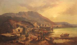 STONE WILLIAM R 1800-1800,FISHING VILLAGE WITH FISHERMEN IN THE FOREGROUND,Potomack US 2017-09-26