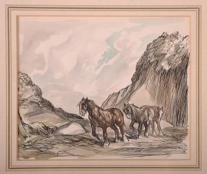 STONELAKE Frank P 1879-1929,Shire Horses in a Gorge,John Nicholson GB 2014-05-28
