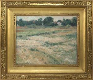 STONEMAN ANNA B 1900,Impressionist landscape with meadow and distant ho,1912,Eldred's US 2017-11-18