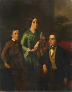 STOOF Willem Benedictus 1816-1900,Familjeporträtt föreställande Johanna Martin,1859,Uppsala Auction 2023-03-14