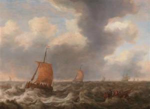 STOOTER Cornelis Leonardsz,Ships and a fishing boat on a choppy sea,Palais Dorotheum 2017-04-25