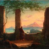 STORCH Frederik Ludwig 1805-1883,A monk looking over Naples,1872,Bruun Rasmussen DK 2012-02-13