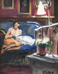 Storch Sally 1952,nude reclining on a couch,888auctions CA 2018-08-30