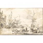 STORCK Abraham Jansz 1644-1708,CAPRICCIO OF A MEDITERRANEAN HARBOUR,Sotheby's GB 2005-12-08