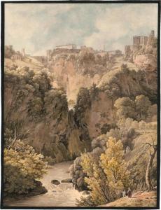 STORELLI Felice 1778-1854,Blick auf Tivoli mit dem Vesta-Tempel,1815,Galerie Bassenge DE 2022-12-02