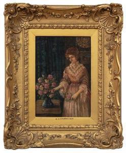 STOREY George Adolphus 1834-1919,Lady with Vase of Roses,Neal Auction Company US 2021-04-17