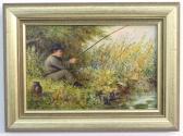 STORR J.A,boy sat fishing wearing a Homburg hat,1900,Dickins GB 2019-04-05