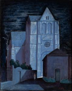 STORRS John Henry Bradley 1885-1956,View of a Church at Night,1954,William Doyle US 2023-12-12
