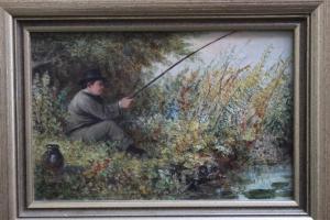 STORY J.J,A wooded riverside scene with fisherman,Cuttlestones GB 2018-06-07