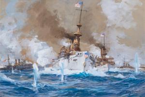 STOWER Willy 1864-1931,Seeschlacht im Spanisch-Amerikanischen Krieg,1900,Stahl DE 2021-11-27