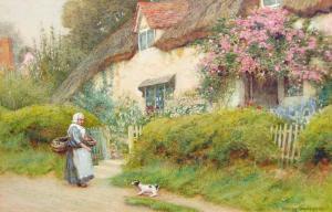 STRACHAN Arthur Claude 1865-1938,Figure by a Thatched Cottage,Silverwoods GB 2016-04-28