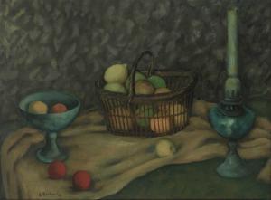 STRACHAN David Edgar,Still life with fruit and an oil lamp,1953,Woolley & Wallis 2023-12-13
