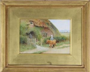 STRACHEN Claude,Girls with Calf by a Thatched Cottage,Simon Chorley Art & Antiques GB 2014-02-20