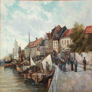 STRADEN V 1800-1800,Scenery from a Dutch canal,Bruun Rasmussen DK 2012-08-20