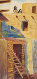 STRAHALM / Franz S. Frank 1879-1935,Taos Pueblo,Santa Fe Art Auction US 2020-11-14