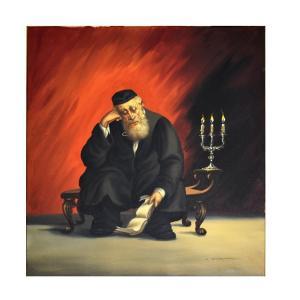 STRAKE Abraham 1903-1987,Jewish Rabbi Studying,Kodner Galleries US 2024-04-17