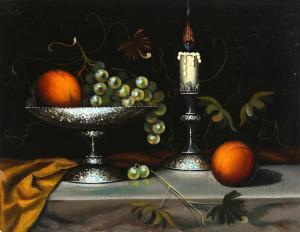 STRAKE Abraham 1903-1987,STILL LIFE WITH SILVER PLATTER AND CANDLESTICK,1950,Ro Gallery 2024-01-01