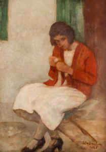 STRAMBU Ipolit 1871-1934,Seamstress,1925,Artmark RO 2023-10-18