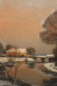 STRANGE Christopher William 1902-1931,a winter river scene with distant f,Lawrences of Bletchingley 2020-07-21