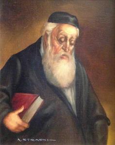 STRASKI Avraham 1903-1987,Jewish scholar on the way to synagogue,Matsa IL 2016-06-28