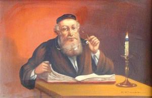 STRASKI Avraham 1903-1987,Rabbi studying,1952,Matsa IL 2016-06-28