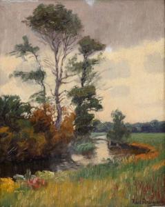 STRATMANN Robert 1877-1950,Sommerliche Flusslandschaft,Kastern DE 2021-03-20