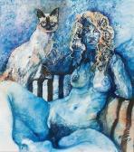 STRAUBINGER Klaus 1939,Nude with Cat,1977,Stahl DE 2014-05-10