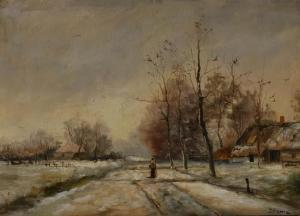 STRAVETZ J 1800-1800,Winter Landscape with Figure,Weschler's US 2014-12-17