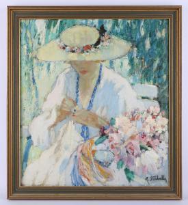 STREBELLE Rodolphe 1880-1959,portrait of a seated woman wearing a hat,Ewbank Auctions GB 2022-10-26