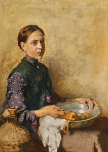 STRECKER Emil 1841-1925,A Young Girl Peeling Fruit,Palais Dorotheum AT 2023-12-12